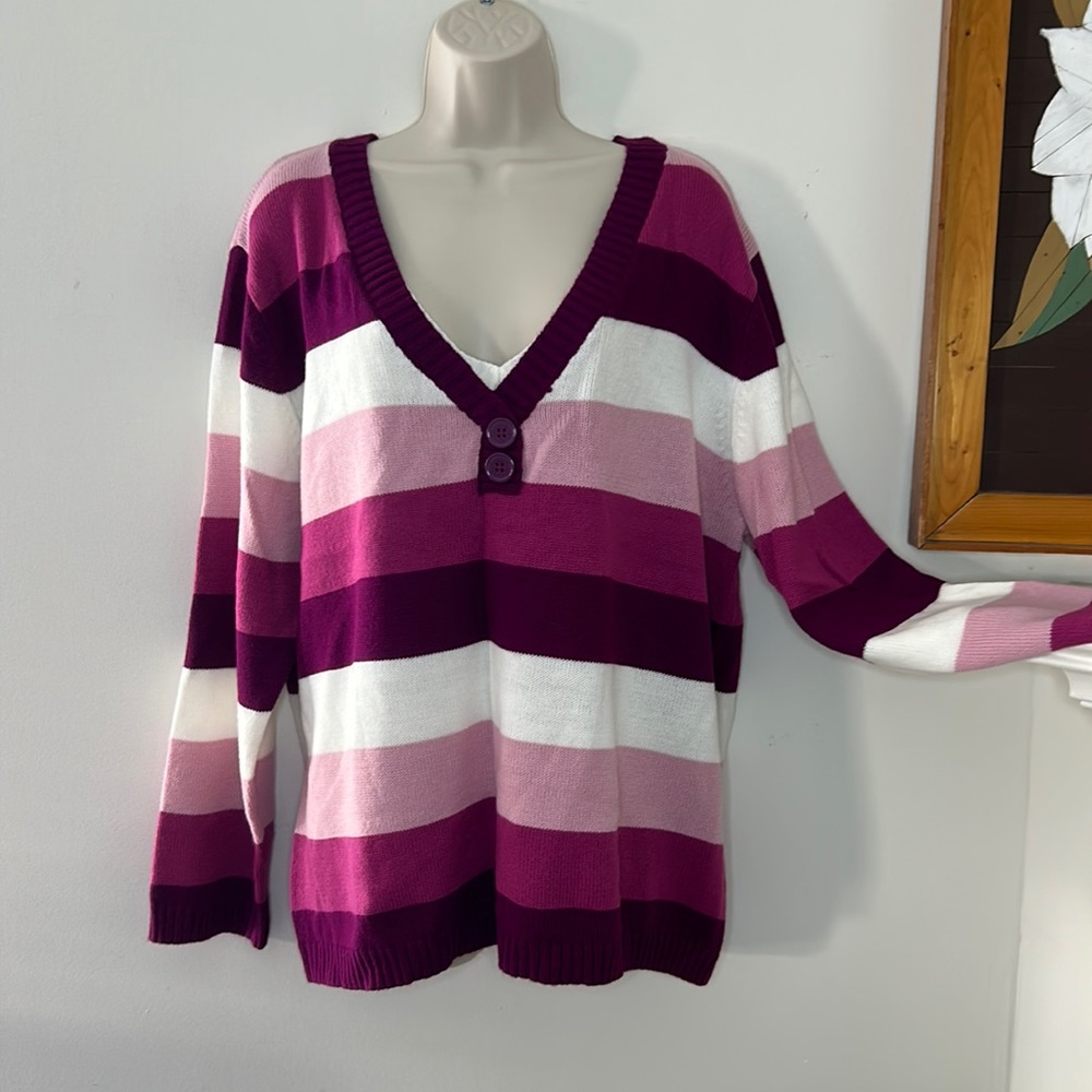 Vintage Varsity Style Striped Sweater with Buttons